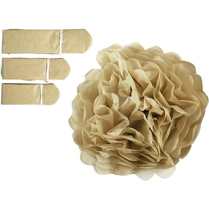 Pompomit, halk. 20+24+30 cm, 16 g, kulta, 3 kpl/ 1 pkt