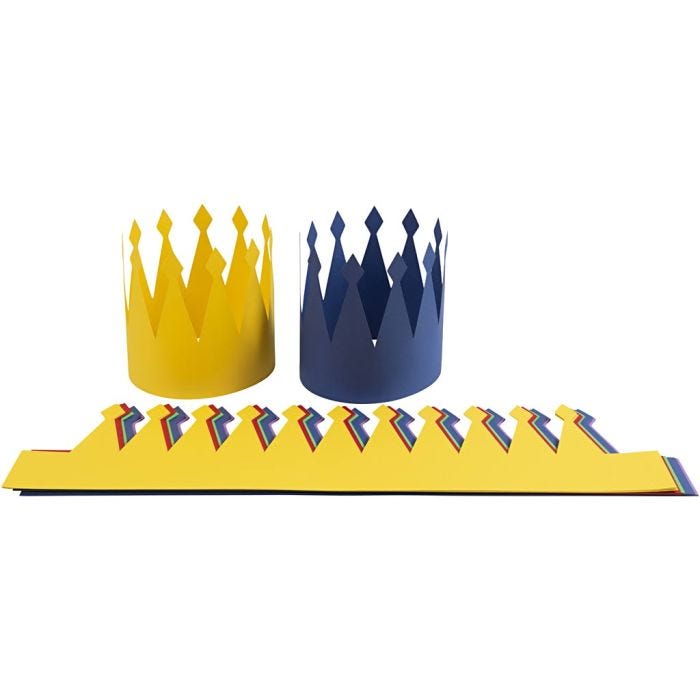 Syntymäpäiväkruunut, Kork. 18 cm, Pit. 66 cm, 300 g, värilajitelma, 25 kpl/ 1 pkt