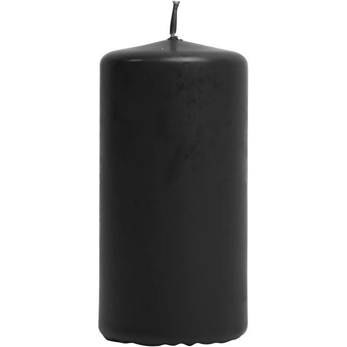 Pöytäkynttilä, Kork. 100 mm, halk. 50 mm, musta, 12 kpl/ 1 pkt