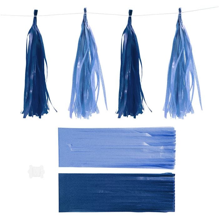 Paperitasselit, koko 12x35 cm, 14 g, tummansininen/vaaleansininen, 12 kpl/ 1 pkt