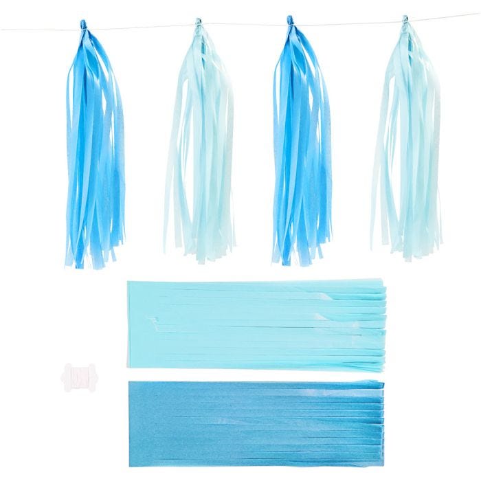 Paperitasselit, koko 12x35 cm, 14 g, sininen, vaaleansininen, 12 kpl/ 1 pkt