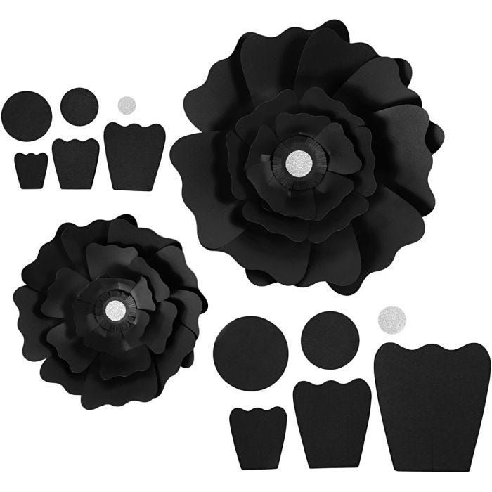 Paperikukat, halk. 15+25 cm, 230 g, musta, 2 kpl/ 1 pkt