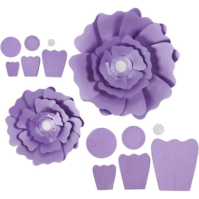 Paperikukat, halk. 15+25 cm, 230 g, violetti, 2 kpl/ 1 pkt