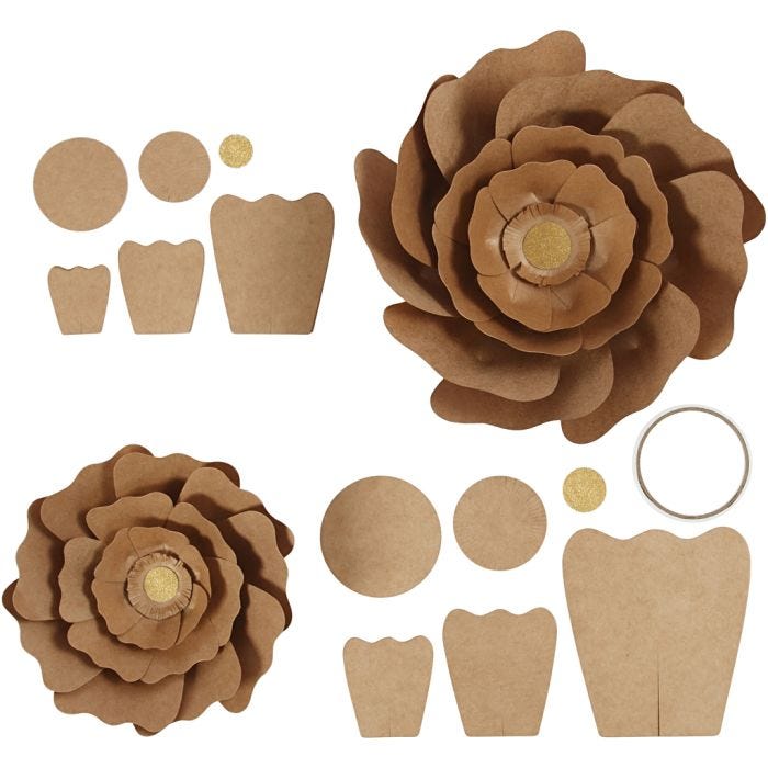 Paperikukat, halk. 15+25 cm, luonnonrusk., 2 kpl/ 1 pkt