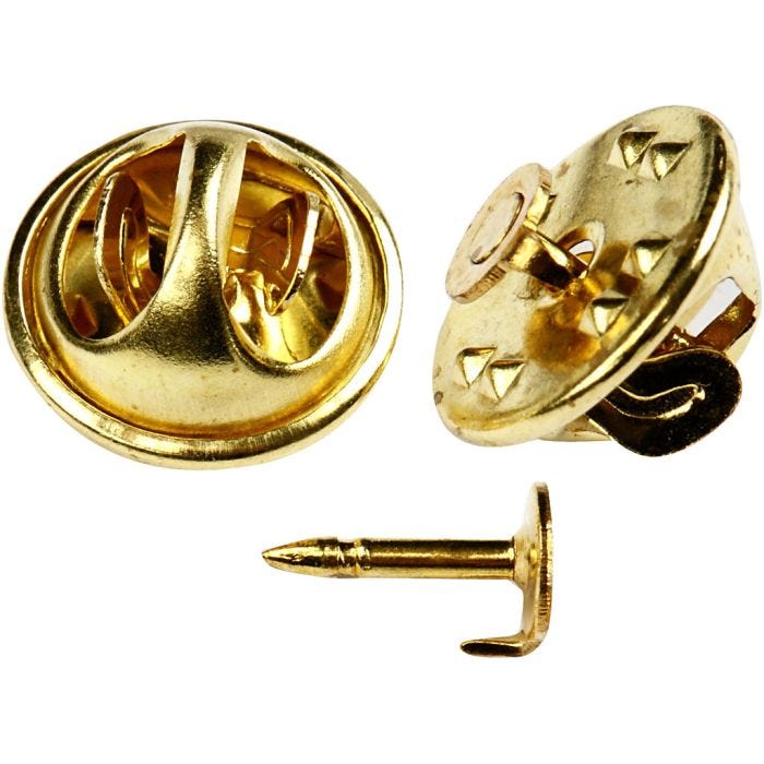 Pinssipohja, halk. 11,5 mm, kullanvärinen, 25 kpl/ 1 pkt