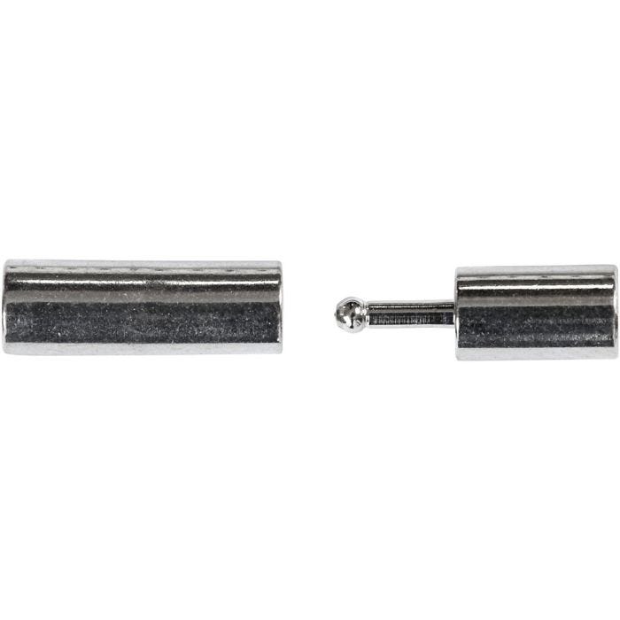 Magneettilukko, koko 3x14 mm, aukon koko 2 mm, hopeanväriset, 40 kpl/ 1 pkt