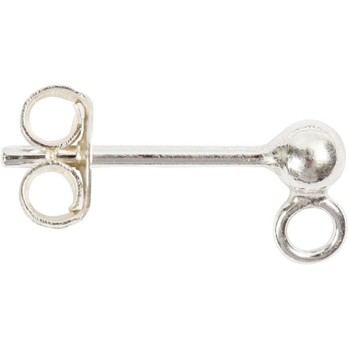 Korvanappi, Pit. 13 mm, hopea, 10 kpl/ 1 pkt