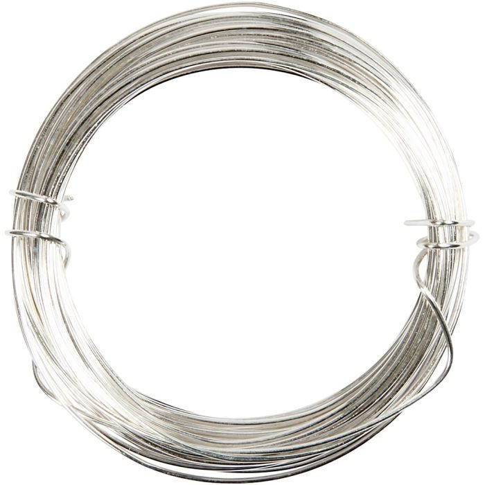 Metallilanka, paksuus 0,6 mm, hopeanväriset, 10 m/ 1 rll
