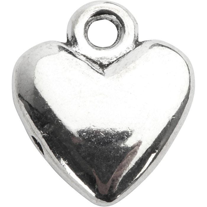 Sydänriipus, koko 13x15 mm, hopeanväriset, 10 kpl/ 1 pkt