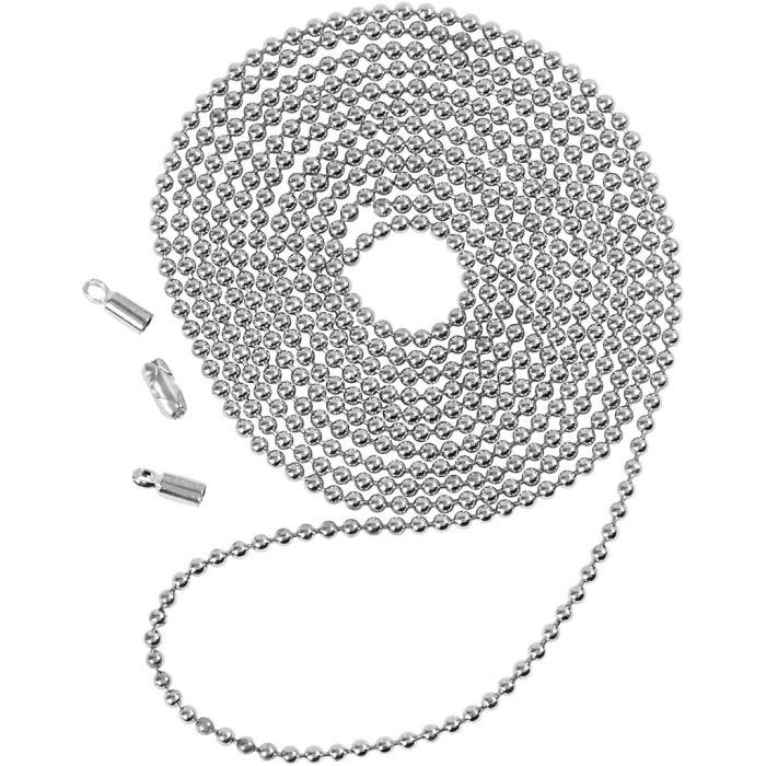 Kuulaketju, halk. 1,5 mm, hopeanväriset, 1 m/ 1 pkt