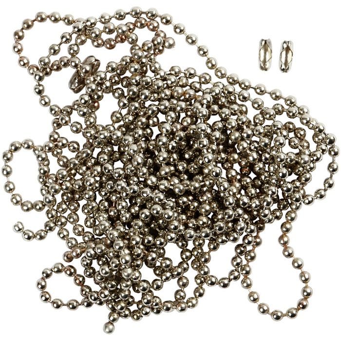 Kuulaketju, halk. 1,5 mm, hopeanväriset, 3 m/ 1 rll