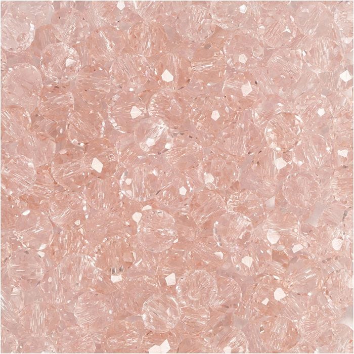 Fasettihiotut Lasihelmet, koko 3x4 mm, aukon koko 0,8 mm, rosa, 100 kpl/ 1 pkt