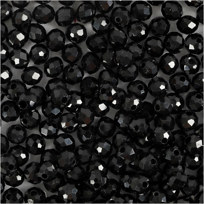 Fasettihiotut Lasihelmet, koko 3x4 mm, aukon koko 0,8 mm, metallinen musta, 100 kpl/ 1 pkt