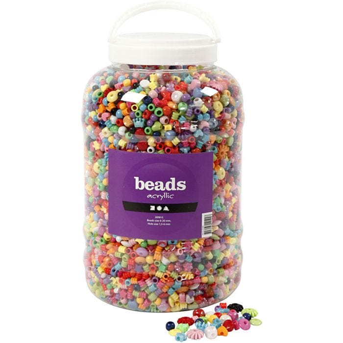 Muovihelmiä litrakaupalla, koko 6-20 mm, aukon koko 1,5-6 mm, 3000 g, 5700 ml/ 1 prk