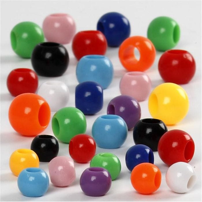 Kongo-muovihelmet, koko 6-10 mm, aukon koko 3-5 mm, 85 g, 150 ml/ 1 pkt