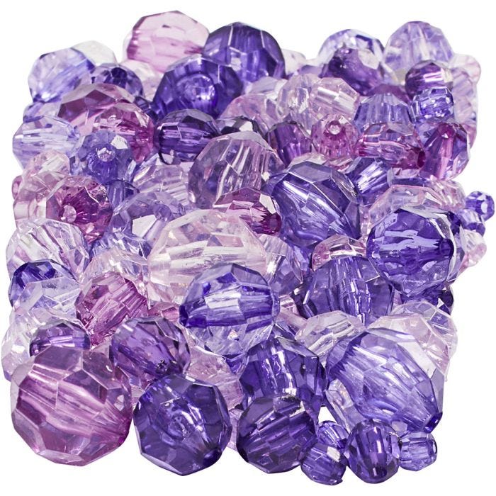 Fasettihelmet, koko 4-12 mm, aukon koko 1-2,5 mm, violetti, 250 g/ 1 pkt