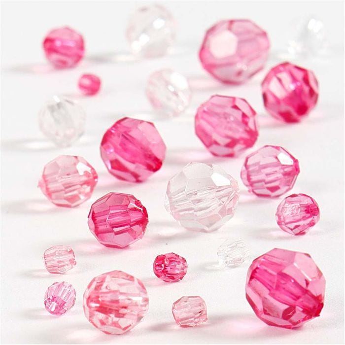 Fasettihelmet, koko 4-12 mm, aukon koko 1-2,5 mm, pinkki, 45 g/ 1 pkt
