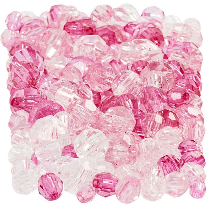 Fasettihelmet, koko 4-12 mm, aukon koko 1-2,5 mm, pink (081), 250 g/ 1 pkt