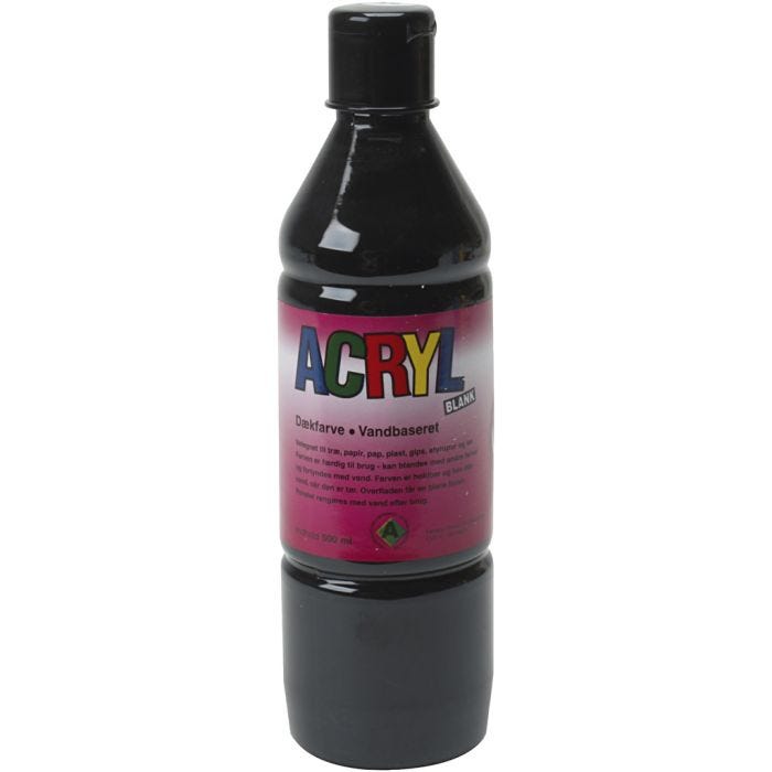 Akryylimaali, musta, 500 ml/ 1 pll