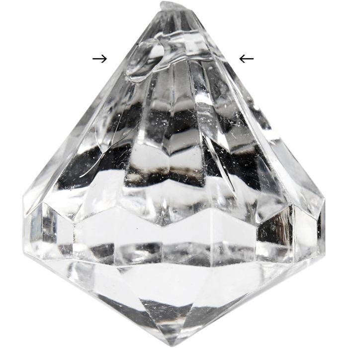 Akryyliprismat, koko 27x30 mm, aukon koko 2,5 mm, kirkas, 8 kpl/ 1 pkt