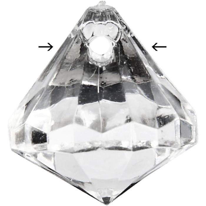 Akryyliprismat, koko 17x16 mm, aukon koko 1,2 mm, kirkas, 43 kpl/ 1 pkt
