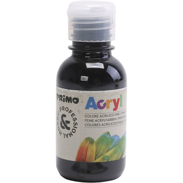 PRIMO- akryylimaali, musta, 125 ml/ 1 pll