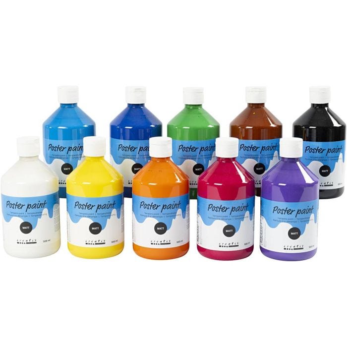 
Temperamaali Matta, värilajitelma, 10x500 ml/ 1 pkt