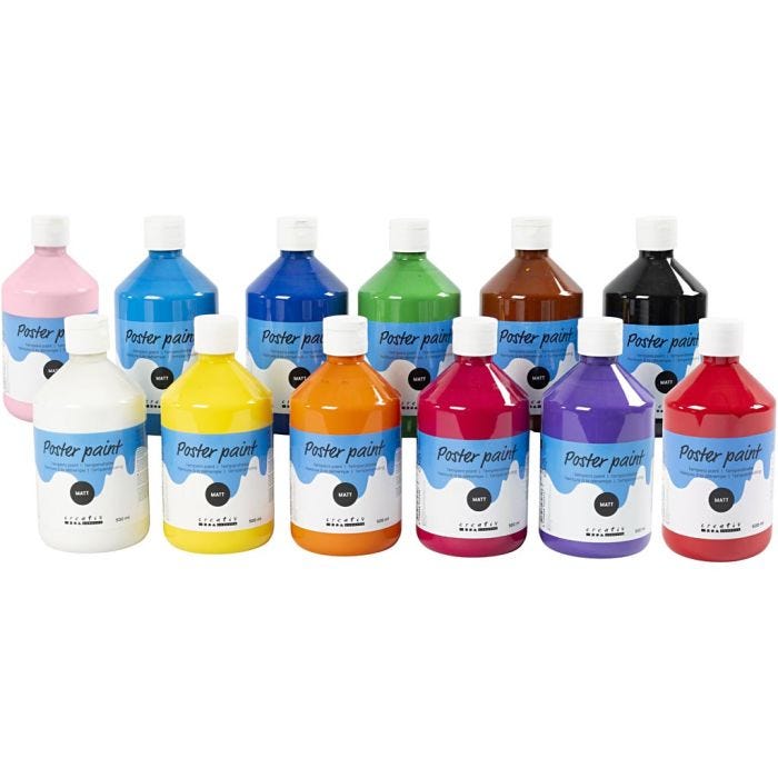 
Temperamaali Matta, värilajitelma, 12x500 ml/ 1 pkt