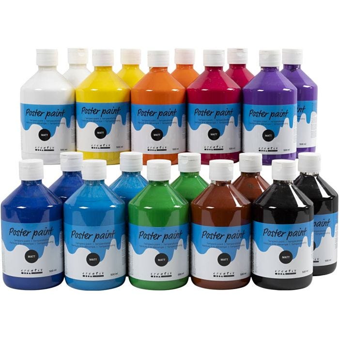 
Temperamaali Matta, värilajitelma, 20x500 ml/ 1 pkt