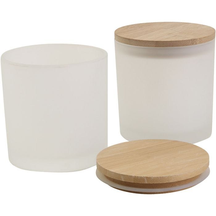 Lasipurkit puisella kannella, Kork. 9 cm, halk. 8 cm, koko 8 cm, 315 ml, 12 kpl/ 1 pkt