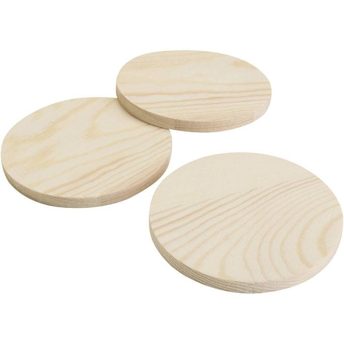 Puiset lasinaluset, Kork. 8 mm, halk. 9 cm, 12x5 kpl/ 1 pkt
