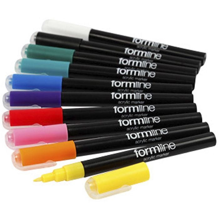 formline-akryylitussi, paksuus 0,7 mm, värilajitelma, 8 kpl/ 1 pkt