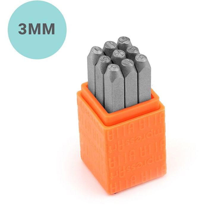 Pakotusleimasin (punsseli), numerot, koko 3 mm, Fontti: Sans Serif , 9 kpl/ 1 set