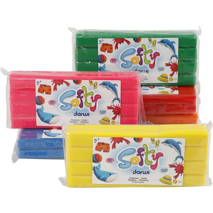 Pehmeä Muovailuvaha, värilajitelma, 6x500 g/ 1 pkt