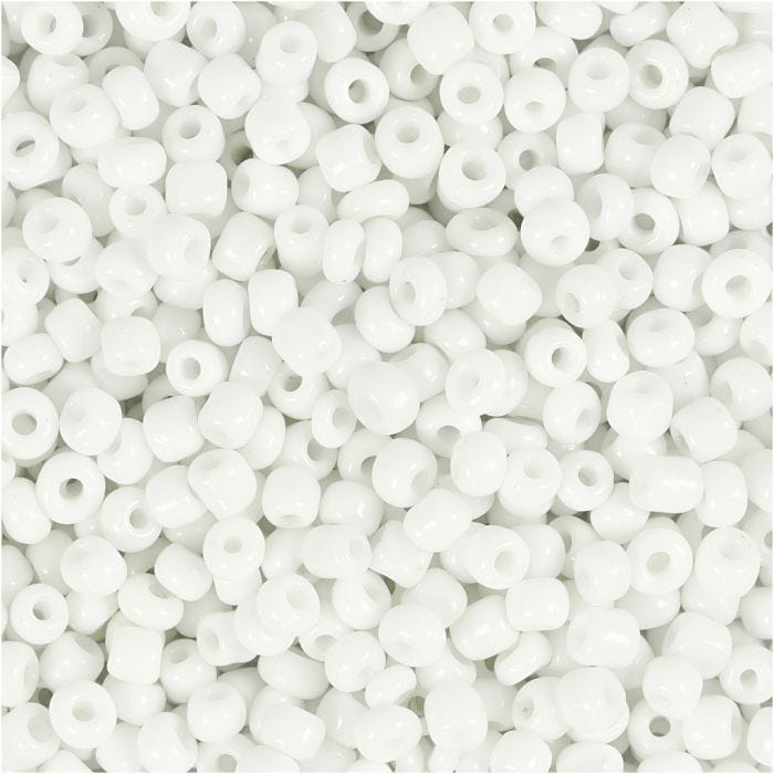 Rocaille-siemenhelmet, halk. 3 mm, koko 8/0, aukon koko 0,6-1,0 mm, valkoinen, 25 g/ 1 pkt