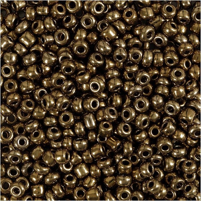 Rocaille-siemenhelmet, halk. 3 mm, koko 8/0, aukon koko 0,6-1,0 mm, pronssi, 25 g/ 1 pkt