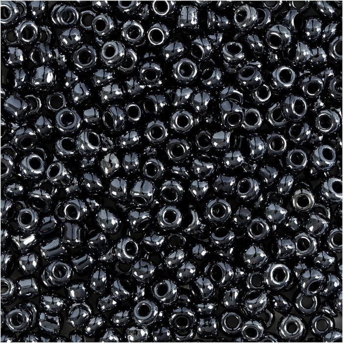 Rocaille-siemenhelmet, halk. 3 mm, koko 8/0, aukon koko 0,6-1,0 mm, metallinen musta, 25 g/ 1 pkt