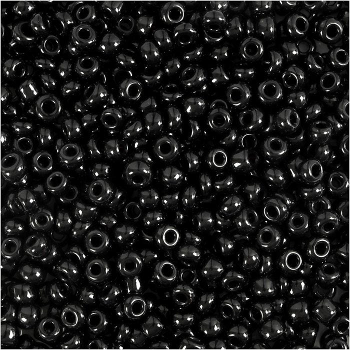 Rocaille-siemenhelmet, halk. 3 mm, koko 8/0, aukon koko 0,6-1,0 mm, musta, 500 g/ 1 pkt
