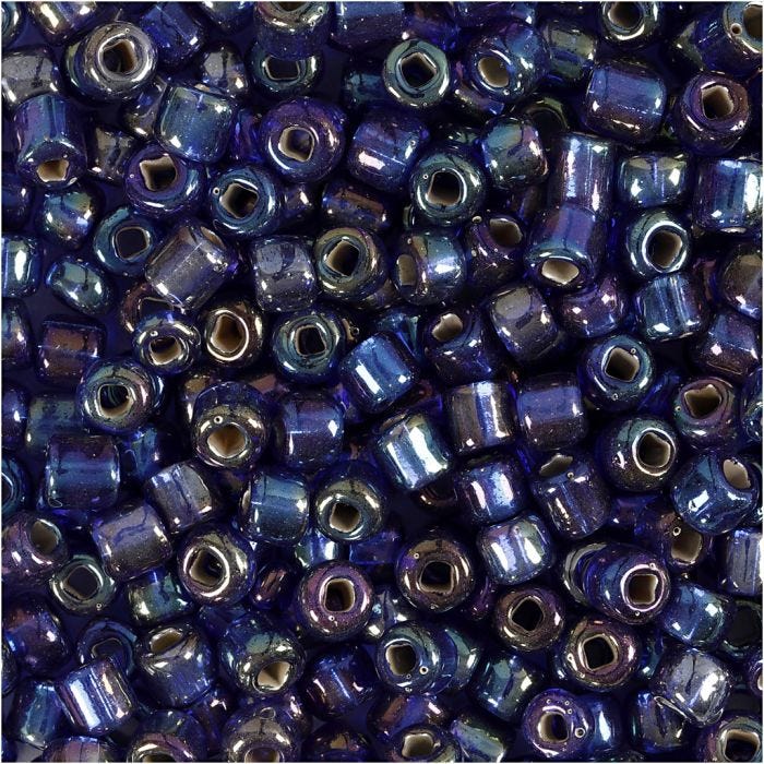 Rocaille-siemenhelmet, halk. 4 mm, koko 6/0, aukon koko 0,9-1,2 mm, sininen, 25 g/ 1 pkt
