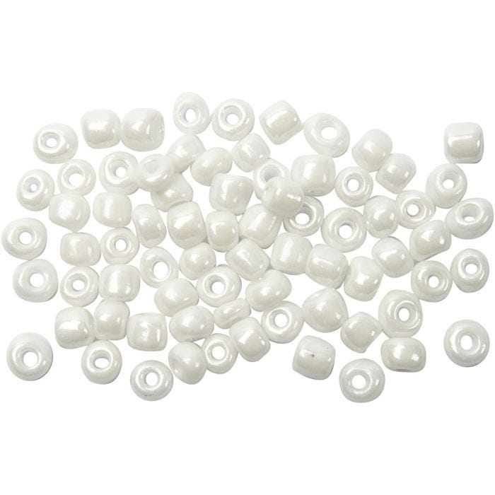 Rocaille-siemenhelmet, halk. 4 mm, koko 6/0, aukon koko 0,9-1,2 mm, helmiäinen, 500 g/ 1 pkt