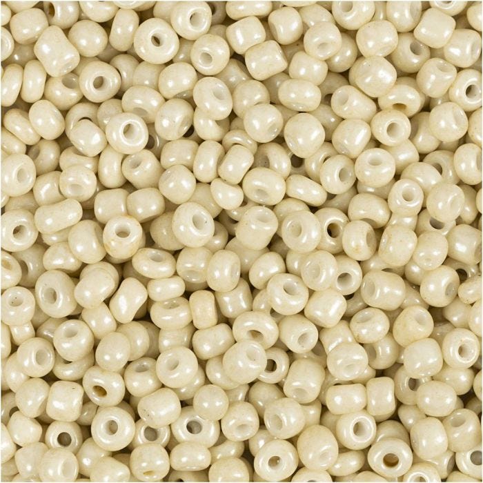 Rocaille-siemenhelmet, halk. 3 mm, koko 8/0, aukon koko 0,6-1,0 mm, luonnonvalkoinen, 25 g/ 1 pkt