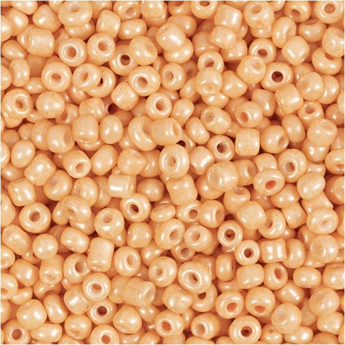 Rocaille-siemenhelmet, halk. 3 mm, koko 8/0, aukon koko 0,6-1,0 mm, peach, 25 g/ 1 pkt