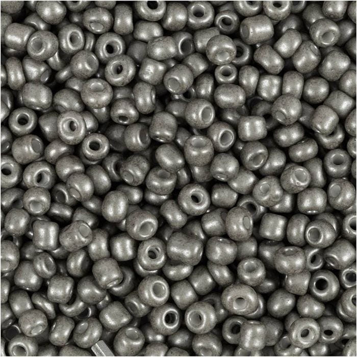 Rocaille-siemenhelmet, halk. 3 mm, koko 8/0, aukon koko 0,6-1,0 mm, harmaa, 25 g/ 1 pkt