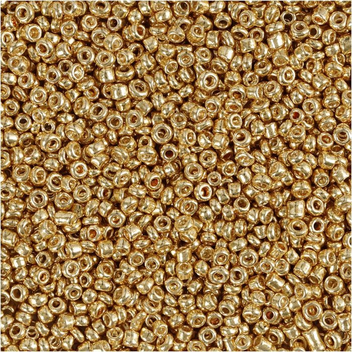Rocaille-siemenhelmet, 1,7 mm, 15/0, 0,5-0,8 mm, messinki, 25g/ 1 pkt