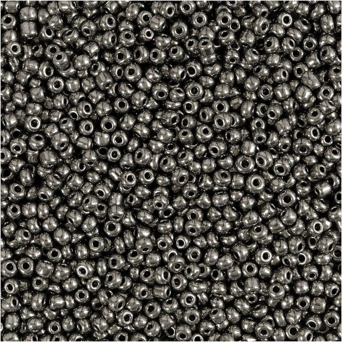 Rocaille-siemenhelmet, halk. 1,7 mm, koko 15/0, aukon koko 0,5-0,8 mm, metallinharmaa, 25 g/ 1 pkt