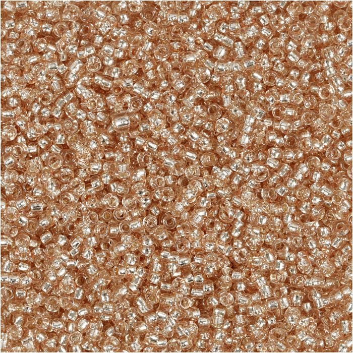 Rocaille-siemenhelmet, halk. 1,7 mm, koko 15/0, aukon koko 0,5-0,8 mm, persikka, 25 g/ 1 pkt