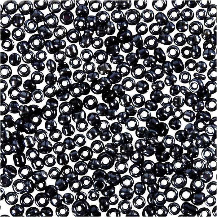 Rocaille-siemenhelmet, halk. 1,7 mm, koko 15/0, aukon koko 0,5-0,8 mm, tummanharmaa, 25 g/ 1 pkt