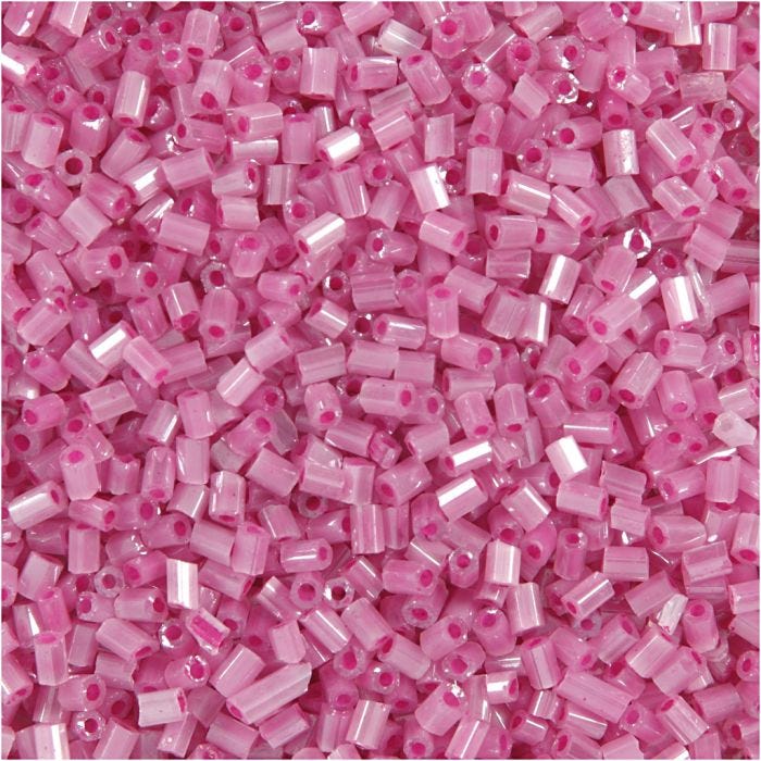 Rocaille-siemenhelmet Putki, halk. 1,7 mm, koko 15/0, aukon koko 0,5 mm, rosa, 500 g/ 1 pss