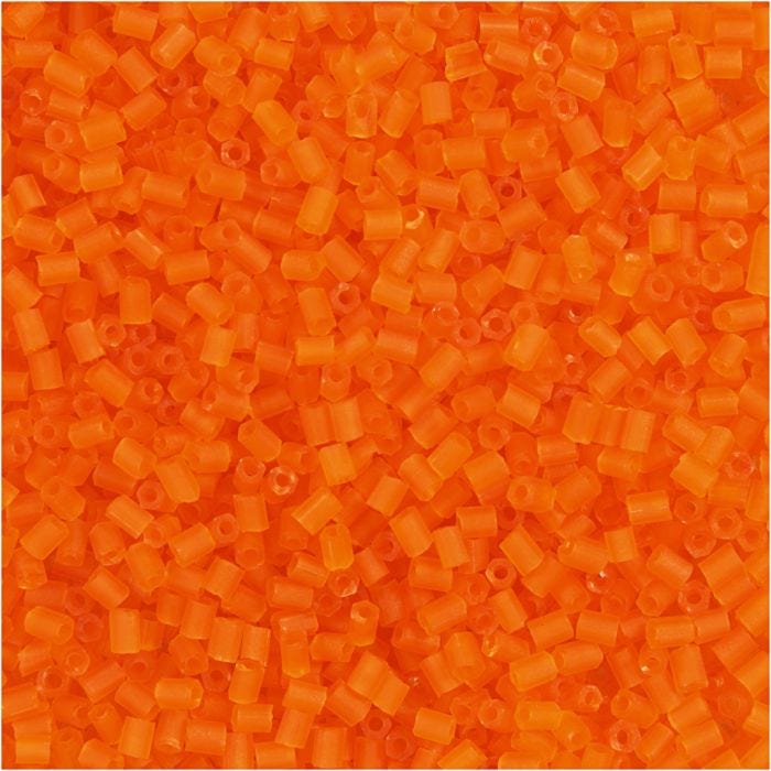 Rocaille-siemenhelmet Putki, halk. 1,7 mm, koko 15/0, aukon koko 0,5 mm, kuulto oranssi, 25 g/ 1 pkt