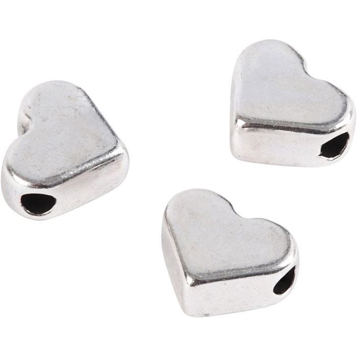 Välihelmi, koko 5,5x7 mm, aukon koko 1 mm, hopeanväriset, 3 kpl/ 1 pkt